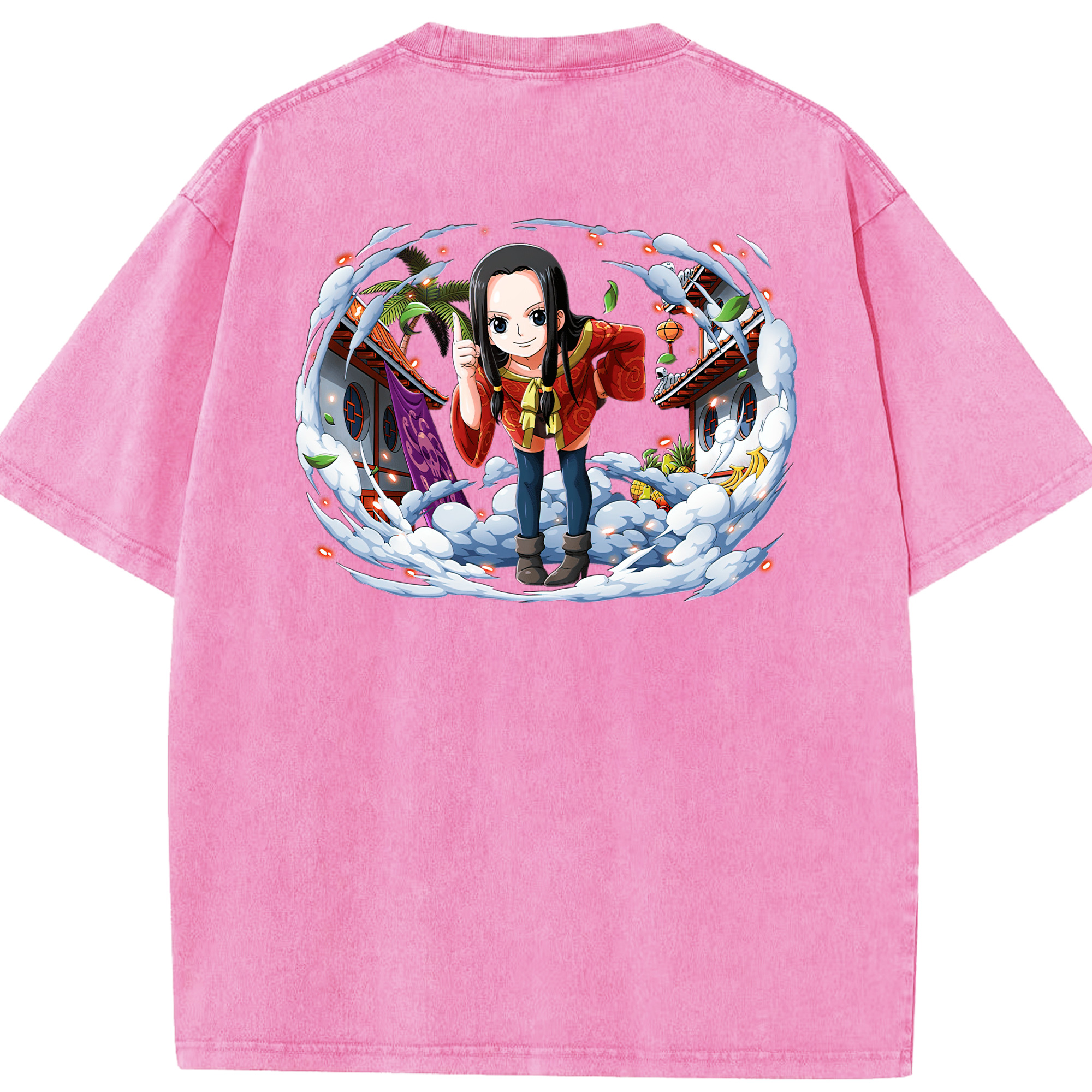 ワンピース ボア・ハンコック ONE PIECE Boa·Hancock 綿100% ヴィンテージ風 半袖Tシャツ（背面プリント）
